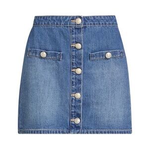 L'AGENCE Kris Blue Button-Front Mini Skirt